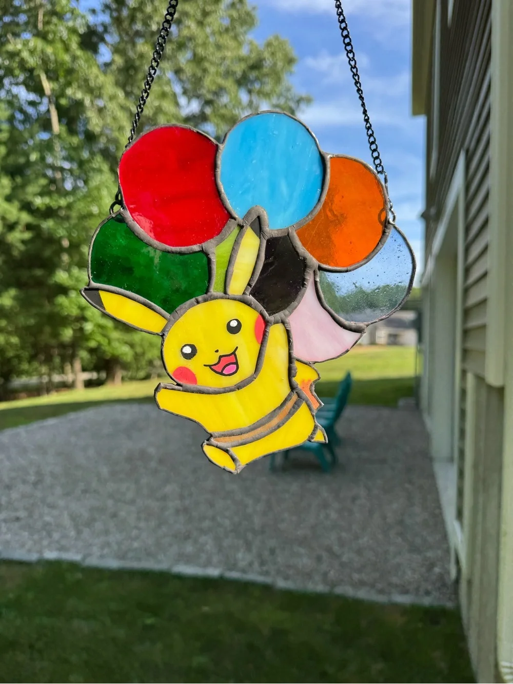 Stained Glass Yellow Pikachu Balloon Hanging Decor